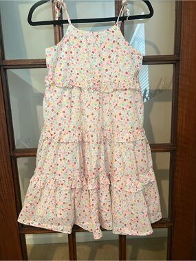 Crewcuts White Sundress with Pink, Red & Blue Floral Print